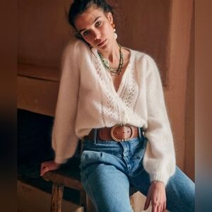 Sezane Egide Cardigan In Ecru/Cream